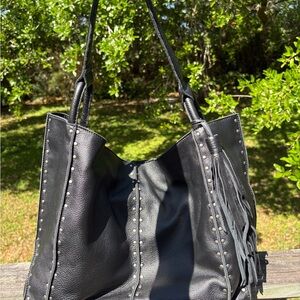 The Sak Black Studded Fringe Tote
